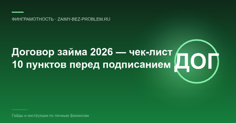 Как читать договор займа в 2026 — чек-лист из 10 подводных камней