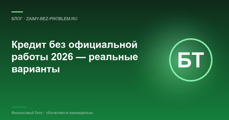 Кредит без официального трудоустройства в 2026 — где реально дают