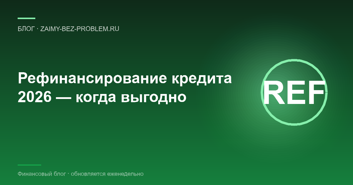 Рефинансирование кредита 2026 — когда выгодно и как оформить