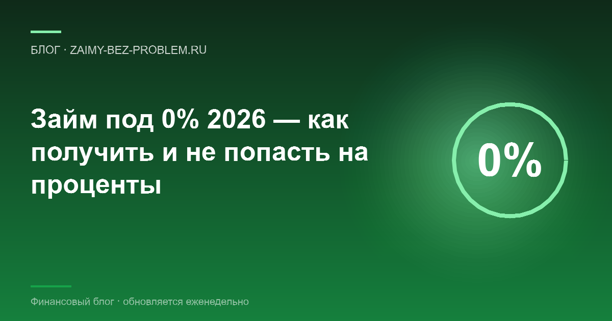 Займ под 0% в 2026 — реальная схема для новых клиентов МФО